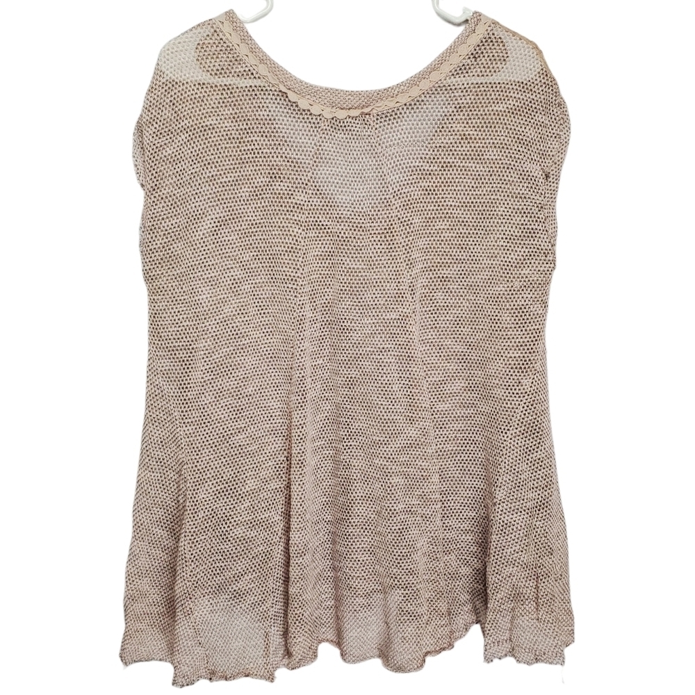 2455 * Basil Lola Lace Crochet Overlay Sleeveless Top Light Pink Blush Size M - Picture 2 of 9